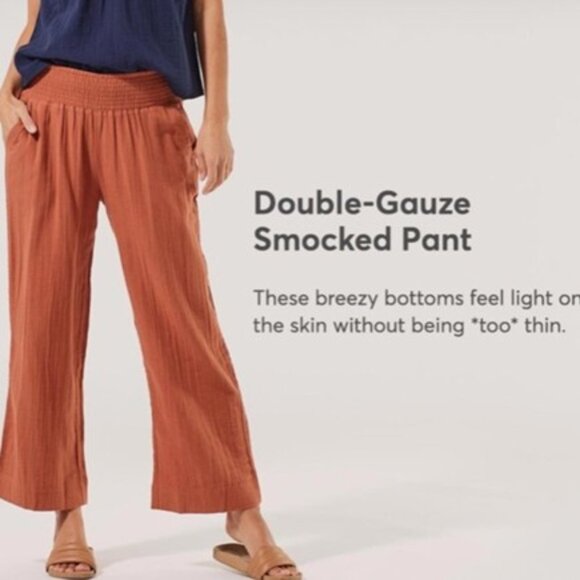 Pact Pants Rust Coastal Double Gauze Wide Leg Elastic Waist Pull On Ankle M - Picture 1 of 9
